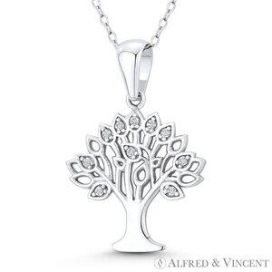 Tree-of-Life / Etz Chaim Charm Pendant in .925 Sterling Silver w/ Rhodium